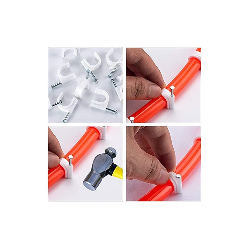 (400 Pieces) White Cable Clips - Wire Management - 6mm,