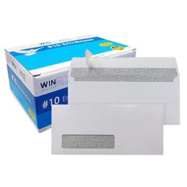 WINPAQ #10 Peel & Seal White Window Wallet Business Envelopes 4-1/8" x 9-1/2", 24lb, perfect for mailing documents, letters, invoices and statements (250)