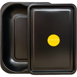 2-Pack Black Roasting and Baking Tray Set - Medium Roaster (33cm) & Small Tray (32cm) - Baking Tray Set Tray/Pan, Non-Stick, Multi-Pack Set Oven Trays - Dishwasher Safe and Easy Clean