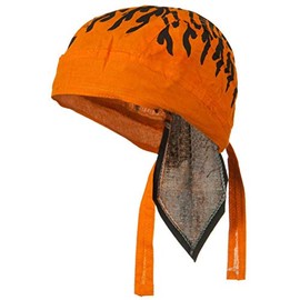 Black and Orange Dorag Bandana Head Wrap Cotton Skull Cap for Men or Women