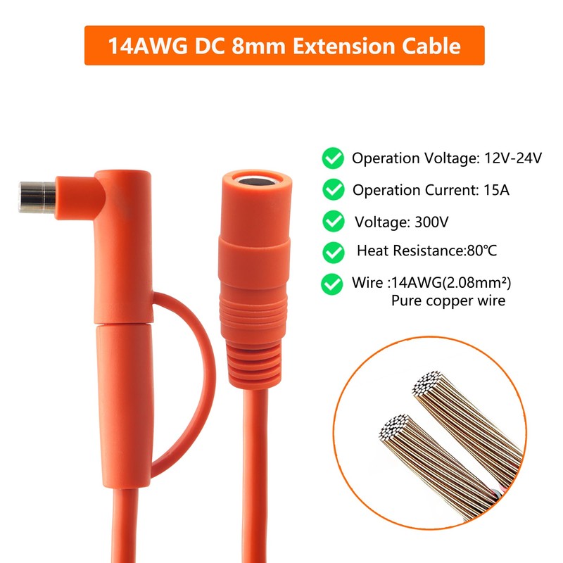 LANMINGLEL 14AWG DC 8mm Extension Cable, DC7909 Solar Panel Power