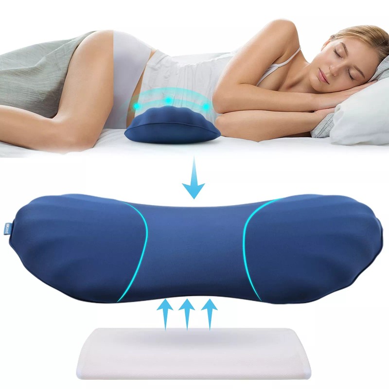 RESTCLOUD Adjustable Lumbar Support Pillow for Sleeping Memory Foam Back