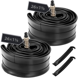 MOHEGIA Set of 2 26x1 3/8 Bicycle Tubes: 26 WO Urban Bike Bicycle Tubes - 32mm English Valve with 2 Tire Levers - Perfect for Light Vehicles