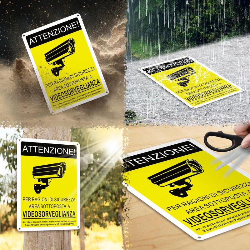 TAKULA CCTV Area Sign 10x7 Security Camera Sign Reflective Aluminum