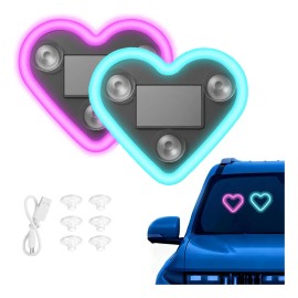 2pc Luz De Neón Con Forma De Corazón Led Inalámbrica Energía