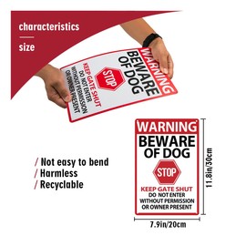 Beware of Dog Sign,2 PCS 8 inch x 12 inch Made of Tin Material,Beware of Dog Warning Signs Resistant for Outdoor Use (2PCS)