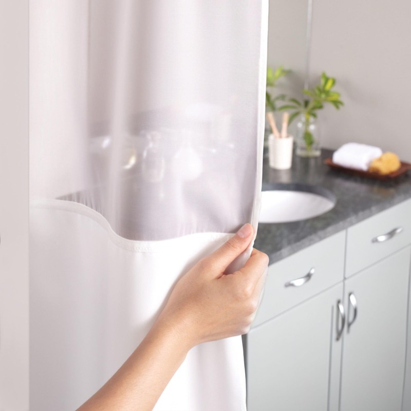 Hookless It's A Snap! 3-in-1 Shower Curtain With Waffle Fabric,