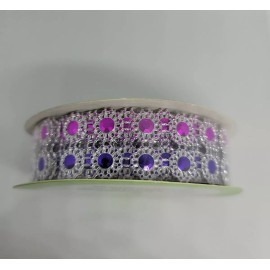 Floral Garden Colorful Diamond Mesh Ribbon, 3 yards, 3/4"x9'. Pink and Purple