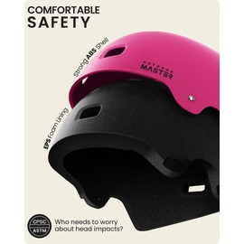 OutdoorMaster Skateboard Cycling Helmet - Two Removable Liners Ventilation Multi-Sport Scooter Roller Skate Inline Skating Rollerblading for Kids, Youth & Adults - L - Pink