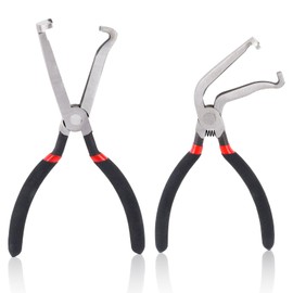 SNOMEL 2 Pieces Automotive Electrical Disconnect Pliers, Car Electric Connector Pliers, Auto Electrical Plug Removal Tool for Push Tab Style Plugs Fuel Line Petrol Clip Pipe (Straight & 60°Bend)