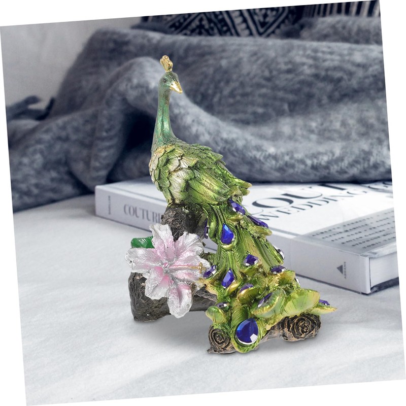 iplusmile Resin Peacock Sculpture Ornament Elegant Desktop Decoration for Home
