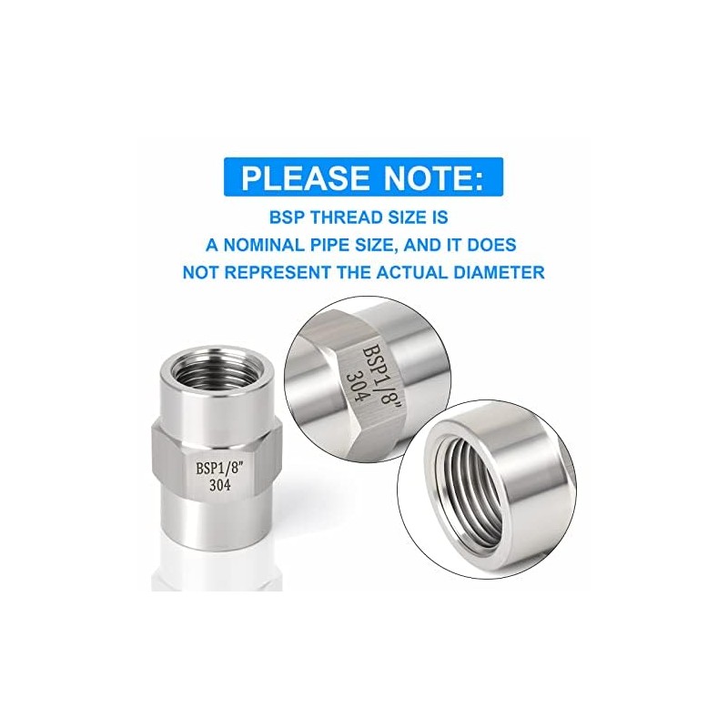 ERGAOBOY 2 Pcs 1/8" BSP Female Thread X 1/8" BSP