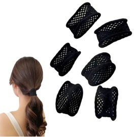 BLOOPIC Hair Elastic Set of 6 Non-marking Hair Elastic Mesh Headband High Elasticity Breathable Hair Rubber Non-marking Hair Elastic Hair Rubber Non-marking (Black)