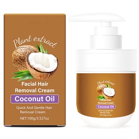 Facial Hair Removal Cream，Coconut Womens Facial Hair Removal Cream for Women for Upper Lip and Chin Hair，Natural Hair Removals Creams for Sensitive Skin Mild and Non Irritating 3.52 Fl.Oz