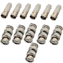 Lsgoodcare 12Pcs BNC Connector Kit, Surveillance Video BNC Male to Male, BNC Female to Female Straight Coax Cable Connector Adapter for CCTV Security Camera ﻿
