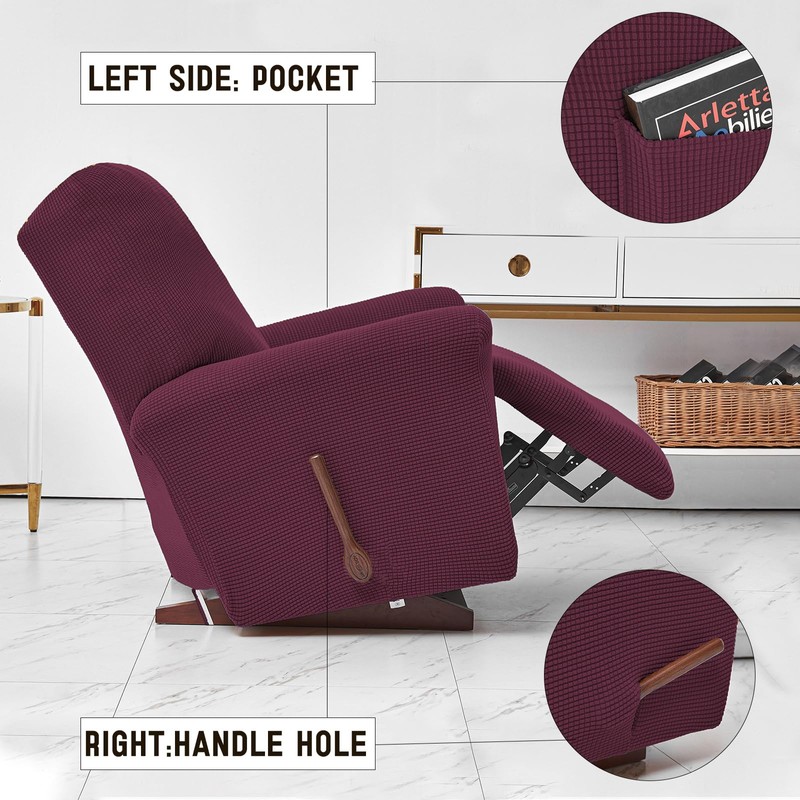 Qubjus Stretch Recliner Cover 4-Pieces, 1 Seat Recliner Chair Covers,