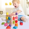 BESTAMTOY Shape Sorter Toy My First Wooden 12 Building Blocks