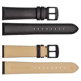 WOCCI 22mm Vintage Leather Watch Straps with Black Buckle, Replacement Bands (Black)
