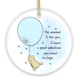 Seeing You I Knew an Adventure was About to Begin Ornament, Pooh Bear's Inspiring Quote Christmas Keepsake (Circle)