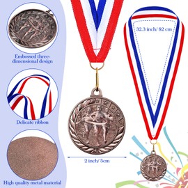 Loetere 20 Pcs Cross Country Awards Set Gold Silver Bronze Cross Country Medals with Neck Ribbons 4th Place to 10th Place Ribbons with Running Runner Medals for Sports Party Participation Winner