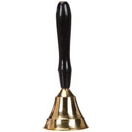 Sigro Table Bell with Wooden Handle, 5 cm, Metal, Gold, One Size