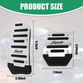 Arwrilt 3 PCS Anti Slip Car Foot Pedal Pads, Manual Transmission Accelerator Pedal Clutch Pedal Brake Pedal Cover Kit, Sports Style Pedal Modified Accessaries, Universal for Cars Trucks (Silver)