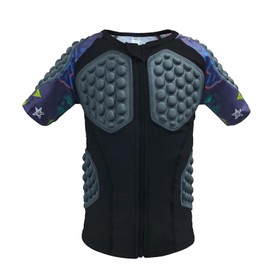 Kids Protective Shirt Boys Football Shirts with Pads Youth Protective Gear for Roller Skating, Skiing, Snowboard, Balance Car (Purple YXL)