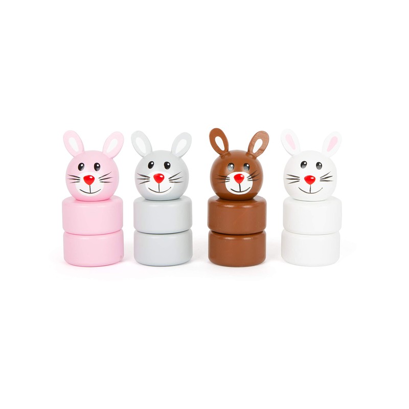 Small Foot 11719 Pull-Along Rabbit Family Made of Wood, Plug-in