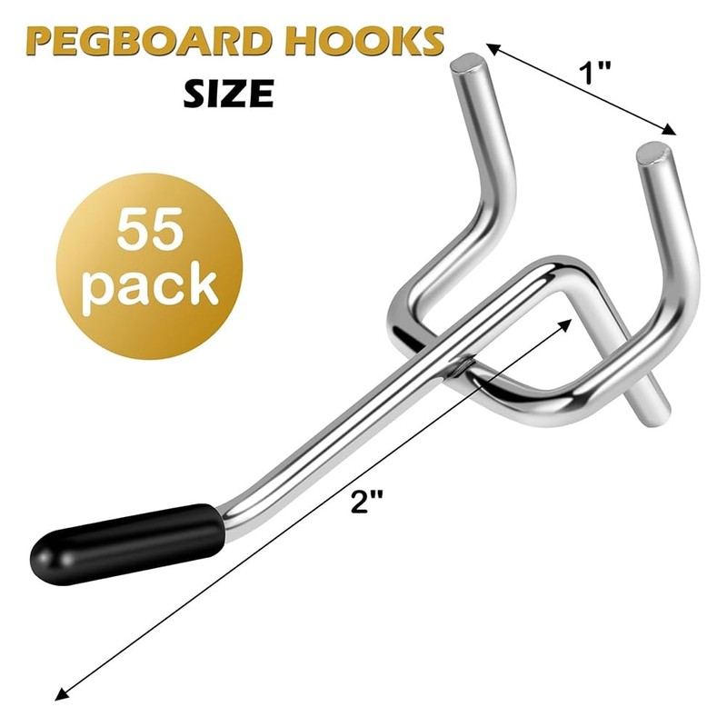NISHZHU Pegboard Hooks 55 Pack 2 Inches, Peg Board Hooks
