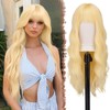 FESHFEN Long Honey Blonde Wig with Fringe for Women Natural