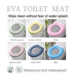 Toilet Seat Warmer, Elongated Toilet Seat Cover, Padded Toilet Seat Cushion, O-shaped Washable or Portable Toilet Lid Tank Cover.(Sakura Powder 2 Pcs)