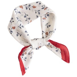 MEDUOLA Women's Scarf Made of Faux Silk Flowers and Various Patterns Print Scarf Elegant Accessory 70 cm x 70 cm Square Scarf, Small Flower White