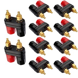 RUNCCI-YUN 10 Pairs Speaker Terminal, Sockets for Banana Plugs, AMP Terminal Power Amplifier 2-Way Banana Plug Jack, Audio Speaker Terminal Banana Socket Panel Mounting (Black Red)