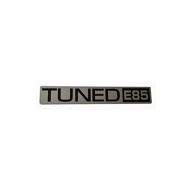 24 Designs E85 Tuned Badge Emblem Silver Stick-On Version 2