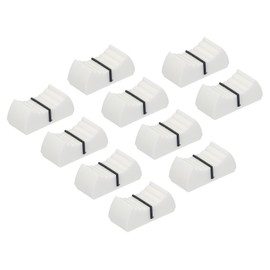 sourcing map Straight Slide Potentiometer Flat Push Knob Plastic Flat Push Knobs for Potentiometer,Guitar, Console, Volume,Bass Insert Shaft 8x1.2mm/0.31x0.05 inch White Pack of 10