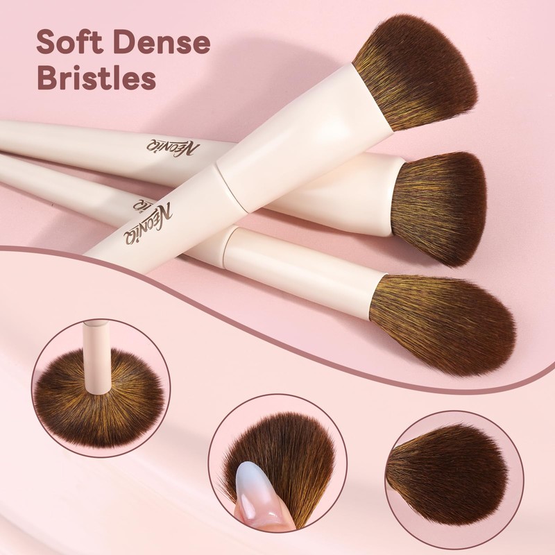 16Pcs Makeup Brush Set, Professional Face & Eye Makeup Brushes（Off