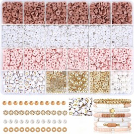 Omeblos 2064Pcs Clay Beads Bracelet Making Kit, Bracelet Making Kit, Beads Set for Friendship Jewellery Necklace Earring Making Kit, Crafts Gifts for Teen Girls Kids Adults