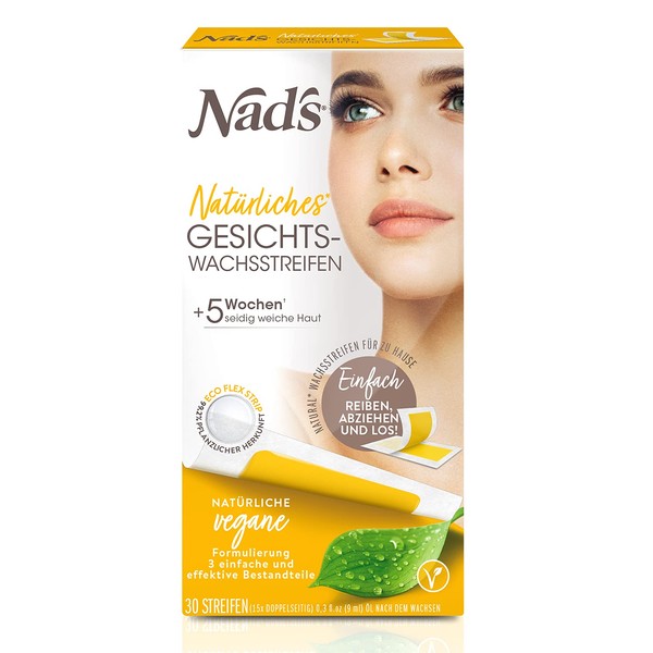 Nad's Cold Wax Strips Face Women - Natural Hair Removal for the Face, All Skin Types, Women
