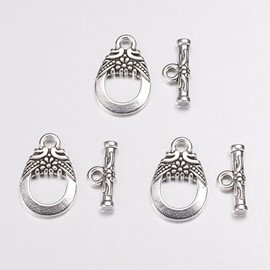 LiQunSweet 500 Sets Toggle Clasps and Closure Extender Antique Silver T-Bar Closure Front Charm Clasps Bulk for Necklace Bracelet Craft Jewelry Making