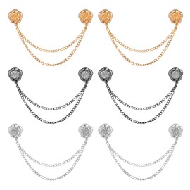 6pcs Magnet Clothing Pins, Metal Magnetic Clothing Clips with Chain Multi-Use Strong Magnet Pin Magnetic Button Clips for Fixing Hem of Clothes Long Pants Legs Sleeves of Shirts(Flower Style)