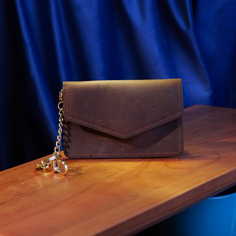 BAWAKO Leather Card Case, Wallet RFID Protection, Key Ring, Portable