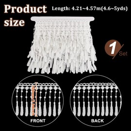 AHANDMAKER 4.6 Yards Tassel Fringe Ribbon 4 Inch Wide Fringe Trim Lace Boho Tassel Ribbon for Clothing Curtain Pillow Carpet Lamp Shade Dress Crafts Decoration, White