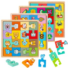 Bajoy Montessori Toy, Educational Toy, 3 Years, 4 Years, 5 Years, 6 Years, Locking Type, 64 Pieces, 4 Types Series, Brain Training, Spatial Recognition, Early Development, Hand Dexterity, Color