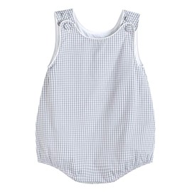 Lil cactus Baby Boys and Girls Gray Gingham Bubble Romper, 12-18 Months