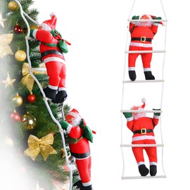 ACTOYS Santa Claus on Ladder Christmas Figurines 76cm Santa Claus Decoration Christmas Decoration for Home, Business and Office