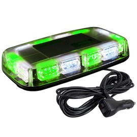 ASPL 48LED Roof Top Strobe Lights, High Visibility Emergency Safety Warning LED Mini Strobe Light bar with Magnetic Base for 12-24V Snow Plow, Trucks, Construction Vehicles (Green/White)