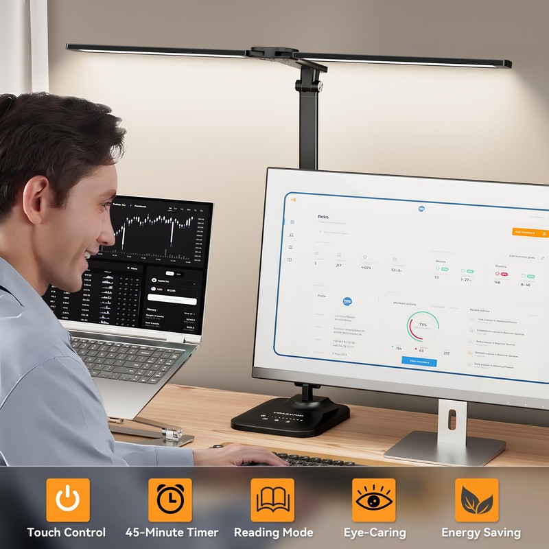 CHARYJOD LED Desk Lamp for Office Home, Height Adjustable Architect