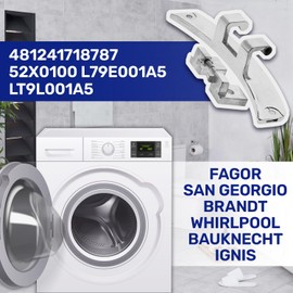 Washing Machine Door Hinge with the Original Code 481241718787 52X0100 L79E001A5 LT9L001A5 for Fagor for San Georgio for Brandt for Whirlpool for Bauknecht for Ignis - Warranty 10 Years - MONTERAL