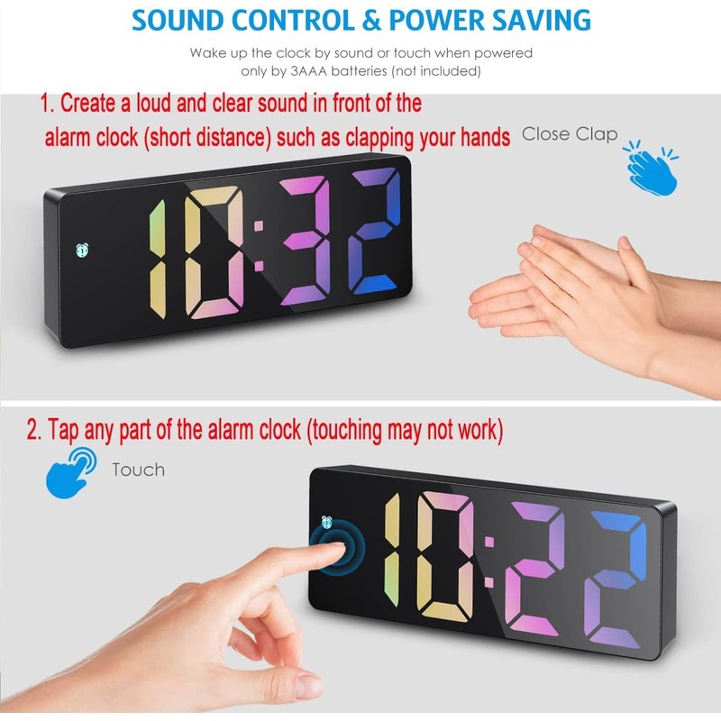 Digital Alarm Clock, LED Clock for Bedroom, Electronic Desktop Clock