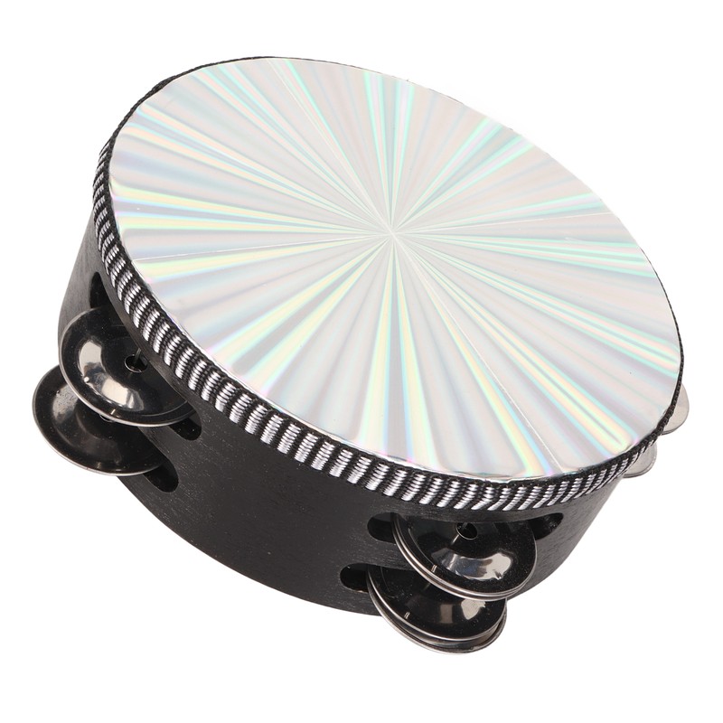 6 Inch Tambourines Double Row Melodious Polished Reflective Drum Hand
